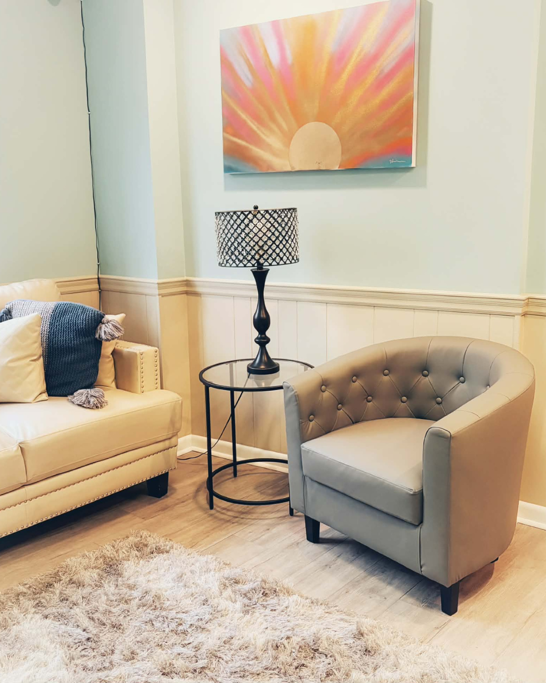 beautiful room with chair and side table